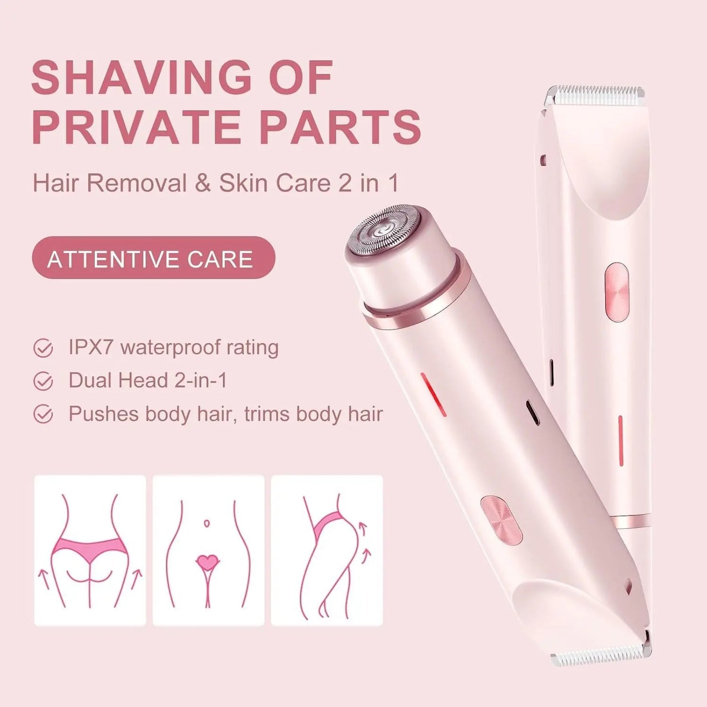 2-in-1 Dual-Head Cordless Waterproof Shaver